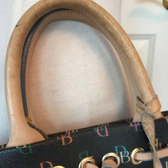 Vintage 90s Dooney & Bourke Colorful Signature Logo Tassel Handbag - Picture 9 of 12